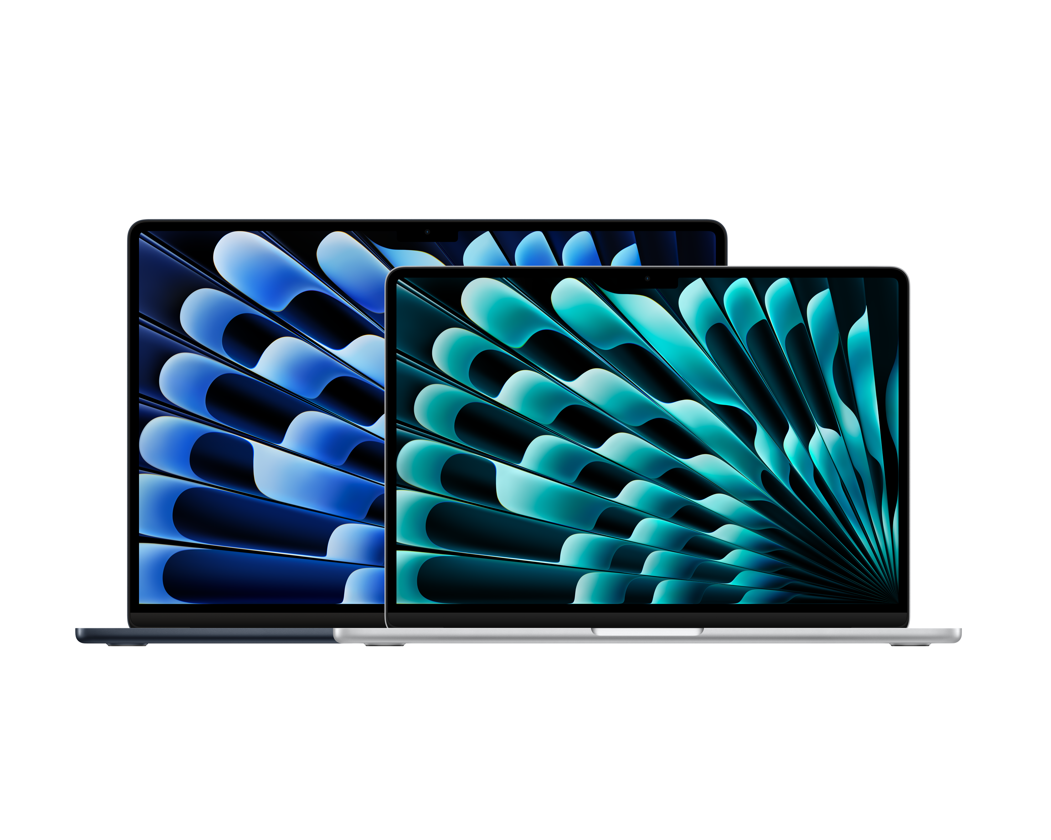 vollauflösend_MacBook_Air_15-in_M3_Chip_Midnight_MacBook_Air_13-in_M3_Chip_Silver_Pure_Front_2-up_Screen__USEN