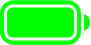 Ein Symbol für eine vollständig geladene Batterie in fluoreszierendem Grün.