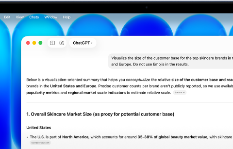 Ein MacBook Neo zeigt KI Performance auf dem nächsten Level, eine Person fragt ChatGPT nach rechtlichen Vorschriften in der Hautpflegebranche