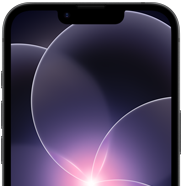iPhone17e 50 Teilansicht eines iPhone 17e in Schwarz im Hochformat, die das robuste Display mit dem Hintergrundbild einer violetten Blume im Liquid Glass Design hervorhebt