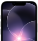 iPhone17e 52 Teilansicht eines iPhone 17e in Schwarz im Hochformat, die das robuste Display mit dem Hintergrundbild einer violetten Blume im Liquid Glass Design hervorhebt